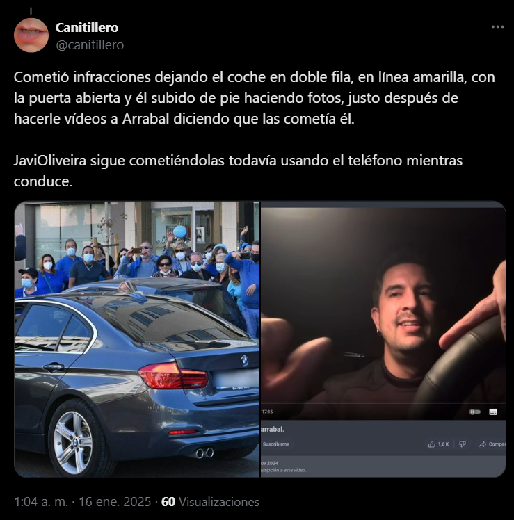 javioliveira's tweet photo. Quitarle el móvil a tu pareja para registrar sus conversaciones: MEH
Amenazar a niños de cinco años: BAH BOBADAS
Poner strikes fraudulentos: MERECIDO
Inventarse sicarios: BUEH

Lo verdaderamente chungo: ¡Javi Oliveira parando en segunda fila! https://t.co/3qJmQY2Pts