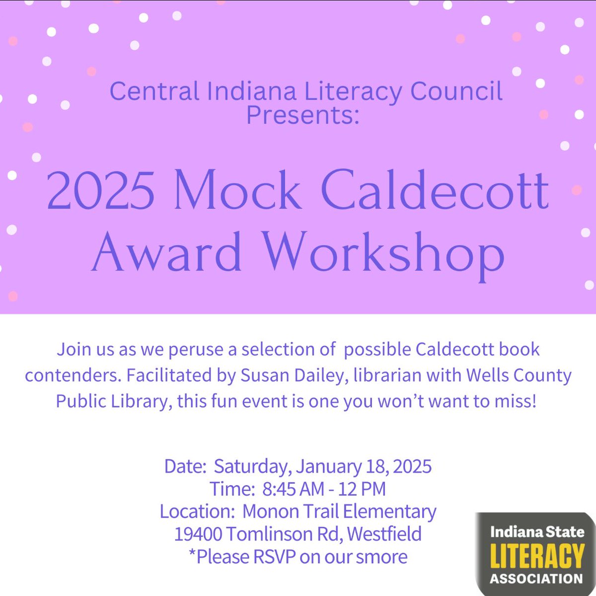 centINDliteracy's tweet photo. Join us this coming Saturday, January 18 for our annual Mock Caldecott event from 8:45AM-12PM. RSVP here: https://t.co/qUeoeMzucJ https://t.co/1UhR3Nw4hp