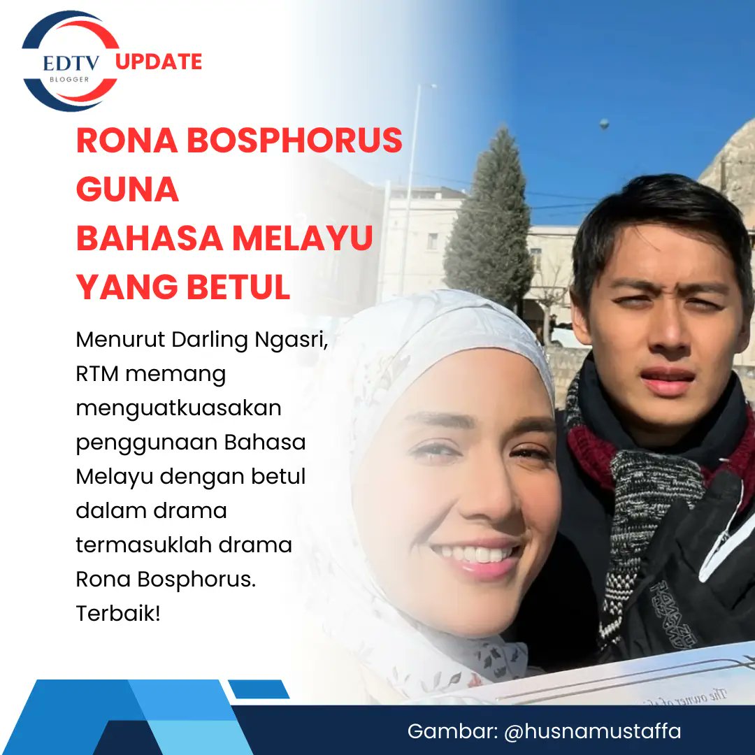 edtvmalaysia2's tweet photo. Tahniah @rtm_malaysia kerana menguatkuasakan penggunaan Bahasa Melayu dengan betul dalam drama. Patutlah Bahasa Melayu digunakan sepenuhnya dengan betul dalam drama #RonaBosphorus lakonan @husnamustaffa @syafitee di @tv_okey ... Sumber: @darlingasri #edtvupdate2025 https://t.co/nhSRxO3iKF