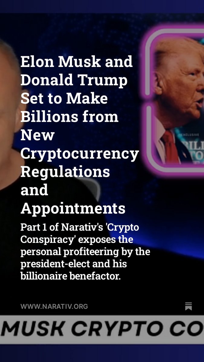 BREAKING NEWS: A new investigation reveals that Elon Musk and Donald Trump  are Set to Make Billions from New Cryptocurrency Regulations and  Appointments.