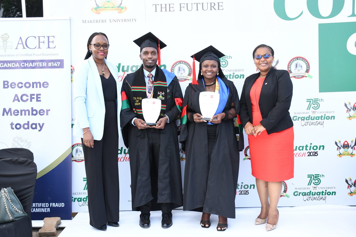 MakCoBAMS's tweet image. We congratulate our best performing students of Bachelor of Commerce, who were recognized and awarded by ACCA Uganda for their exceptional performance. The three graduated with a CGPA of 4.68. @Makerere appreciates @ACCA_Uganda for the continued support.
