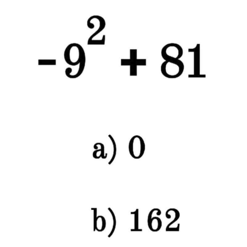 brainyquiz_'s tweet photo. What is Right Answer & Option 🤔❔
#math #mathmatic #iQtest
Qna💬... -9²+81=?
a)0
b)162 https://t.co/4Sa95KZfHE