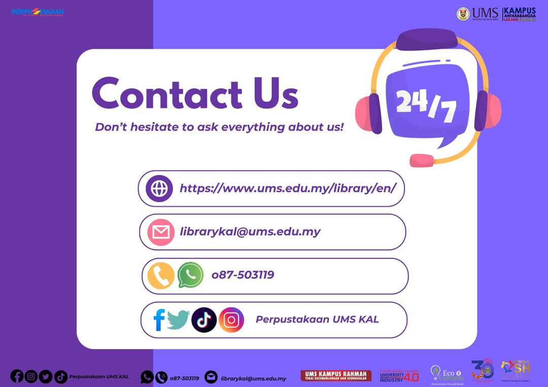Libkal_UMS's tweet image. Hi, Our Beloved User.

Do you have any question about services and facilities we provide. Now..... you can contact us via direct line if you need a help✌️

#ContactUS
#LibraryUMSKAL