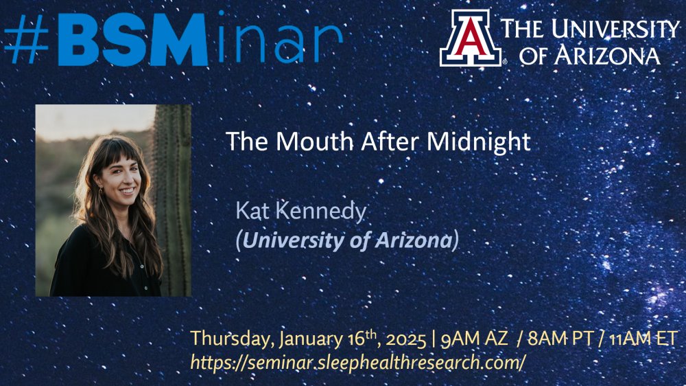 Join me tomorrow! Thurs 1/16 @ 9am AZ | 11am ET | 8am PT for the next #BSMinar! Free CME!

The amazing <a href="/sphynxkennedy/">Kat Kennedy, PhD</a> Kat Kennedy will be talking about her work looking at timing of food intake. You've heard of the "Mind After Midnight?" How about:

"The Mouth After Midnight"