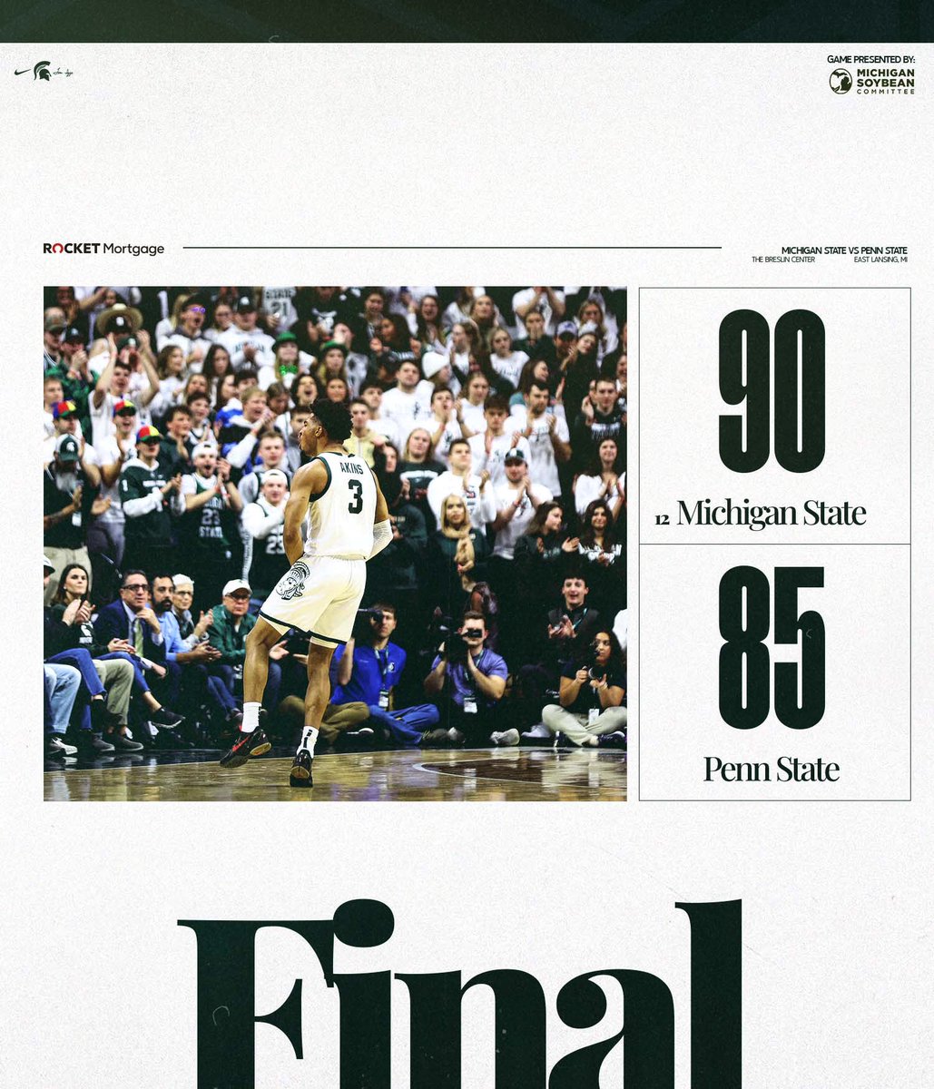 MSU_Basketball's tweet photo. 10th straight W ✅ https://t.co/G6Q6ZAcA8h