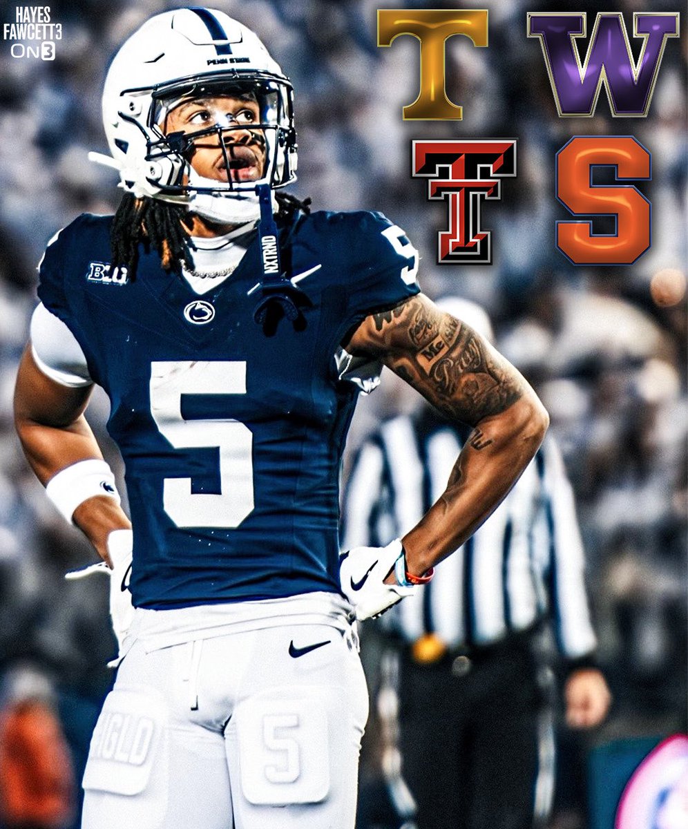 Hayesfawcett3's tweet photo. NEWS: Penn State transfer WR Omari Evans will visit the following schools, he tells @on3

•Tennessee 
•Washington
•Texas Tech
•Syracuse

Evans totaled 21 Receptions for 415 Yards &amp; 5 TDs this season 

https://t.co/RlUbB6Fk7q https://t.co/2Bs9MDGUfe