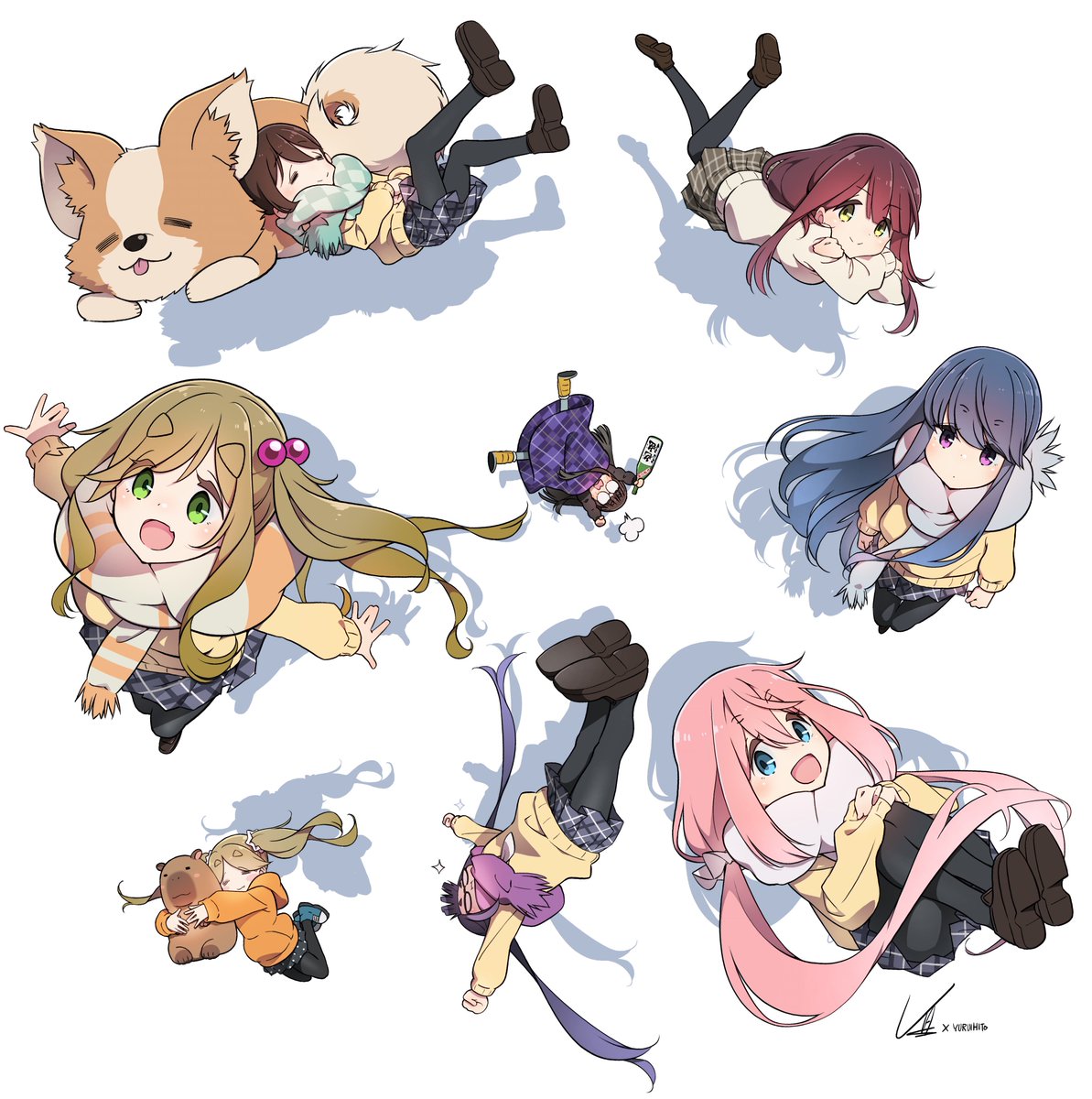 犬山あおい ,各務原なでしこ ,志摩リン 「#無言で過去絵 」|yasのイラスト