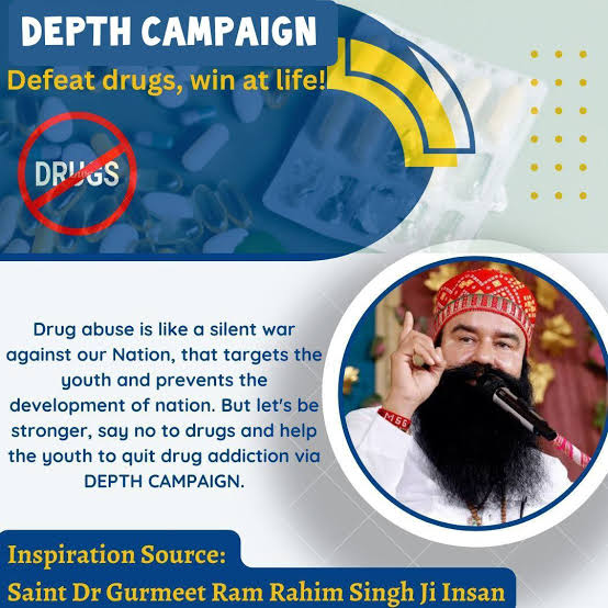 subhans01853087's tweet photo. Let us all also become a part of DEPTH (Drug Eject Peacefully Throughout Hindustan) wave being run by Saint Gurmeet Ram Rahim ji and make the society drug free. so that future generations can live a healthy life.
#DrugFreeNation
#नशामुक्ति_अभियान

Ram Rahim https://t.co/Mz0D2vrxg2