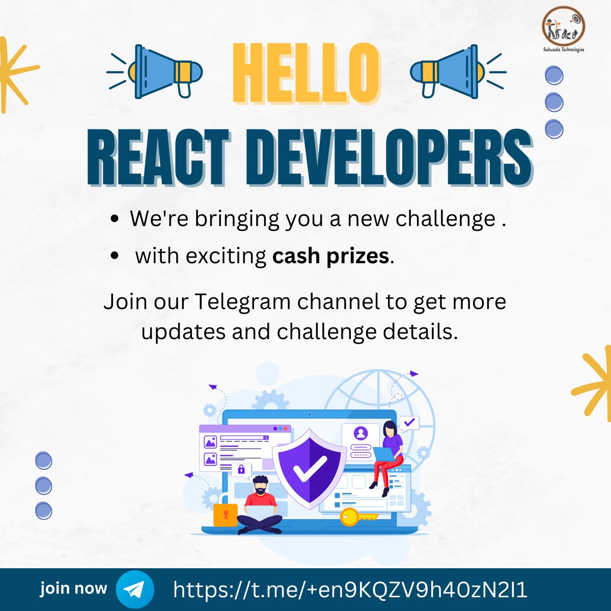 sukusalatech's tweet image. Join our Telegram group now to
participate in the React Coding Challenge and win
exciting cash prizes! Showcase your skills and compete
with the best.
Join now: t.me/+en9KQZV9h40zN…
#ReactChallenge #CodingContest #WinPrizes
