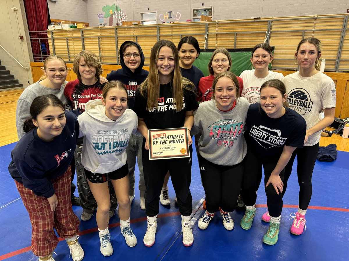 ESPN_TriCities's tweet photo. Congratulations to our December female Athlete of the Month Kayden Sipp from Adams Central Girls Wrestling! @kaydensipp @ACGirlsWrestle 

Is an undefeated record and the #1 wrestler at 140lbs this season any good?? 🤼‍♀️💪

Nominate your athlete here: https://t.co/nvBpcIXgVN https://t.co/8HxFdDZ61U