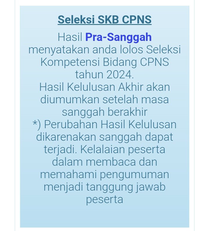 chnopr's tweet photo. @worksfess alhamdulilah luluss😭
#cpns https://t.co/wk0tTbekdc