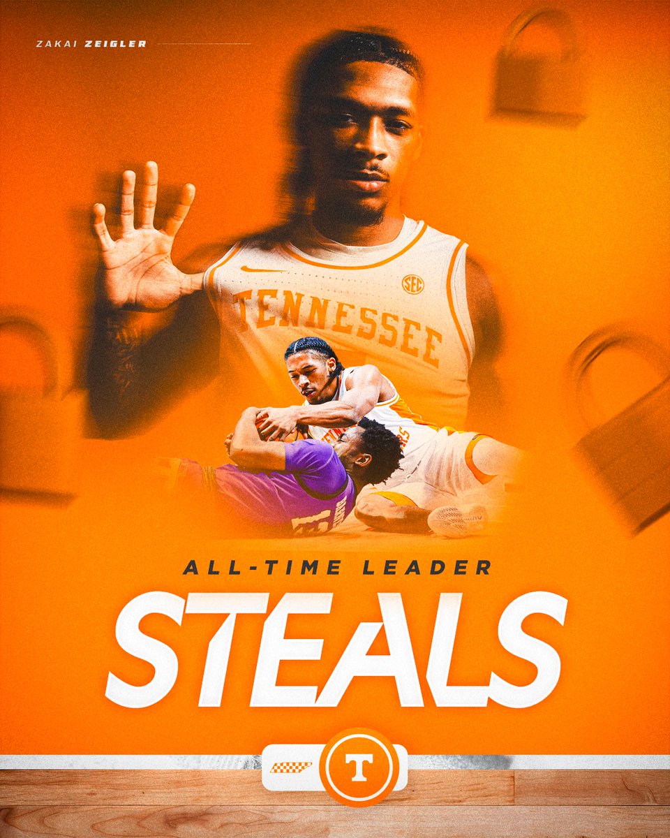 🔒 PROGRAM RECORD

Zakai Zeigler is Tennessee’s all-time steals leader (215)