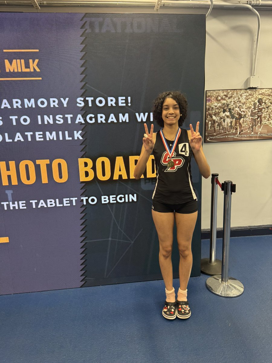 Freshmen Saly Castro takes first in High Jump at the Frosh/Novice meet!