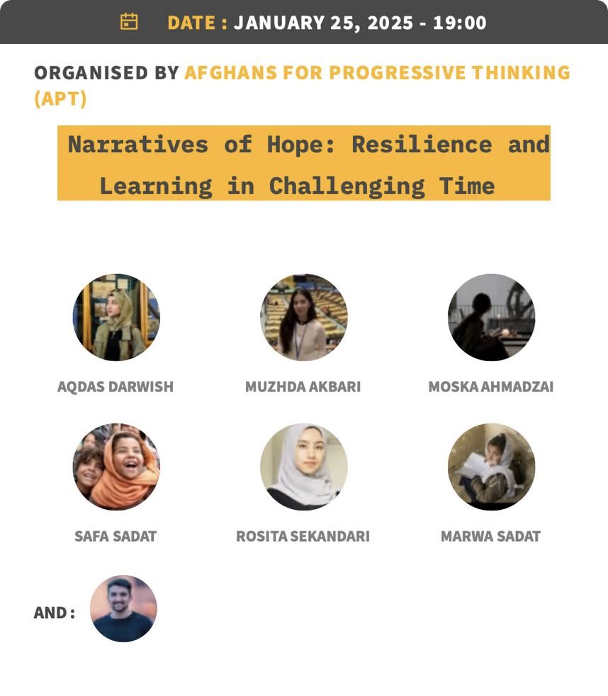 pathwayseduafg's tweet image. Join us on Jan 25th during the #LearningPlanet Festival for a session showcasing the resilience and advocacy of Afghan girls who continue to fight for education.

Register here: us06web.zoom.us/meeting/regist…

#LearningPlanetFestival #EducationDay