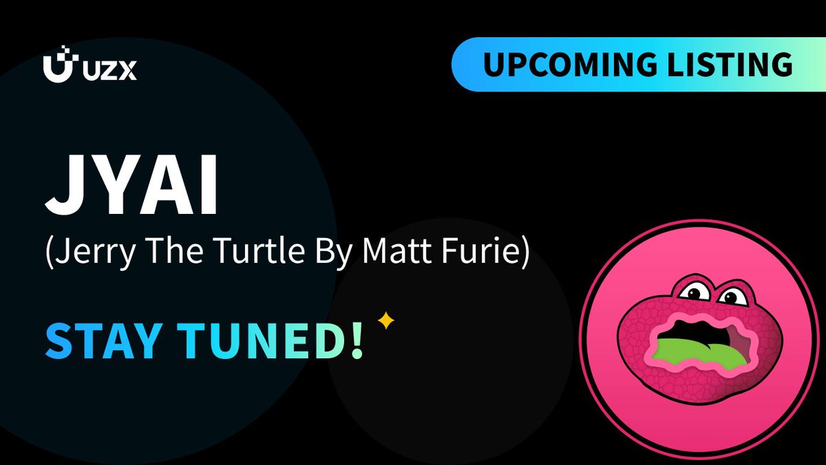 UZX_Official's tweet photo. 🔥 #UZXListing Alert! @JYAI_JERRY

🚀 $JYAI (Jerry The Turtle By Matt Furie) is coming soon to #UZX. Stay tuned for the official listing schedule. https://t.co/qXrLw0kugR