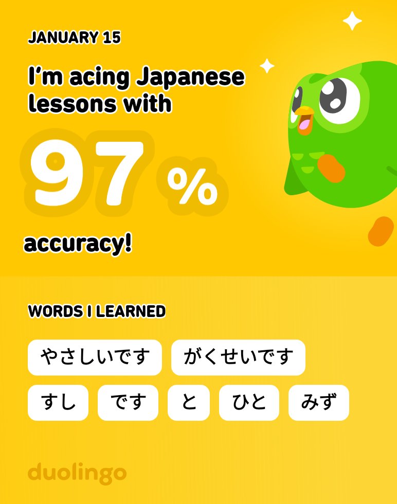 Just learning Japanese on Duolingo.