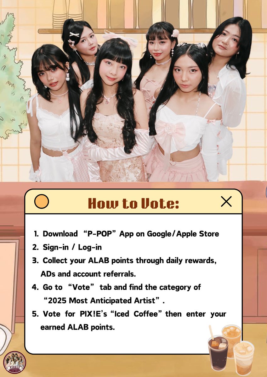 pixie_cubs's tweet photo. “Week 7 | Most Requested Song”, voting ends on 01.18.2025 10PM PHT
“2025’s Most Anticipated Artist”, voting ends on 01.25.2025 10PM PHT
All for @pixieofficialph let’s go Pixels! 🧚♀️
#pixieppopgroup #pixiephicedcoffee https://t.co/XU8ahUNmYs