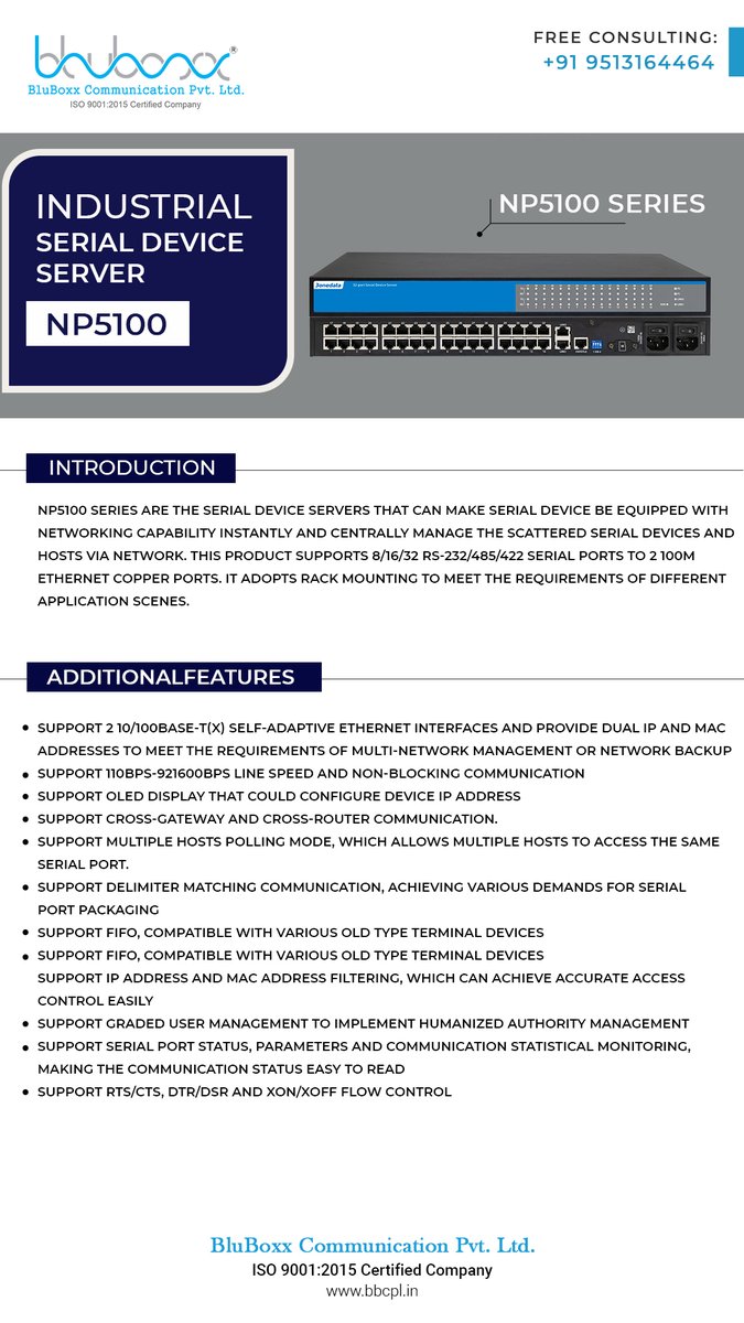 BluBoxx_IND's tweet image. #SerialDevice #DeviceServer #RS232 #RS485 #RackMount #TechInnovation #SmartDevices #BluBoxxCommunicationPvtLtd #BluBoxx #India #Maharashtra #Pune #IndustrialAutomation #IndustrialCommunication #IndustrialNetworking #IndustrialIOT  #IIOT #IOT #IndustrialInternetofThings(IIoT)
