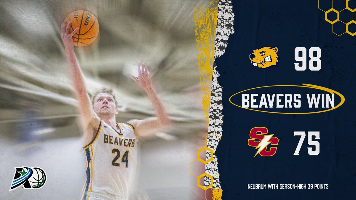 🏀🔥 Beavers earn a definitive win against Simpson. Zane Neubaum with a season-high 39 points and a career-high EIGHT three-pointers.

BVU improves to 9-6 (4-2 A-R-C) and travels to Wartburg on Saturday. #d3hoops #rollriversMBB #BeaversBuild