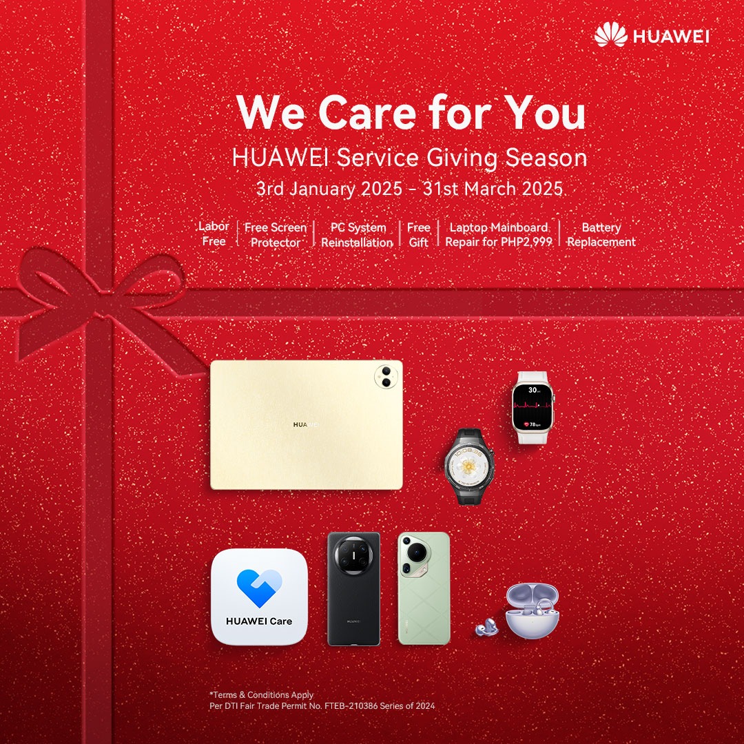 huaweimobileph's tweet photo. 2024 might be over but our FREE Services will continue. Avail FREE Labor, an exclusive Gift after repair, up to 20% OFF discount on selected spare parts and more! Participate now by visiting our Authorized Service Center today! 

Learn More: https://t.co/Rg2l3J5yh1 https://t.co/D2SHQhHOii