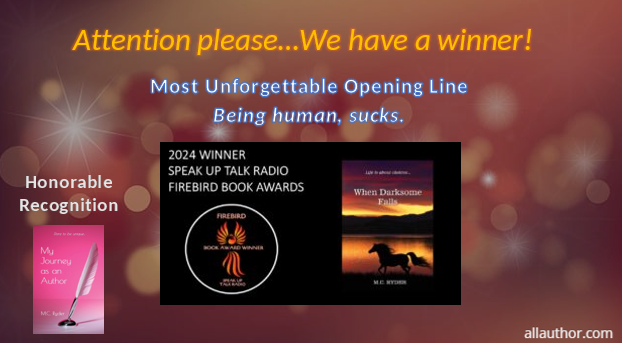 MCRyder0's tweet photo. The 4th quarter international #firebirdbookaward winners were announced today! I'm honored to be among the #winnerlist
Check out the full list: https://t.co/I7BxUsUQzP
Thank you @speakupradioh for the early annoucement! https://t.co/9ZcV5THjNO