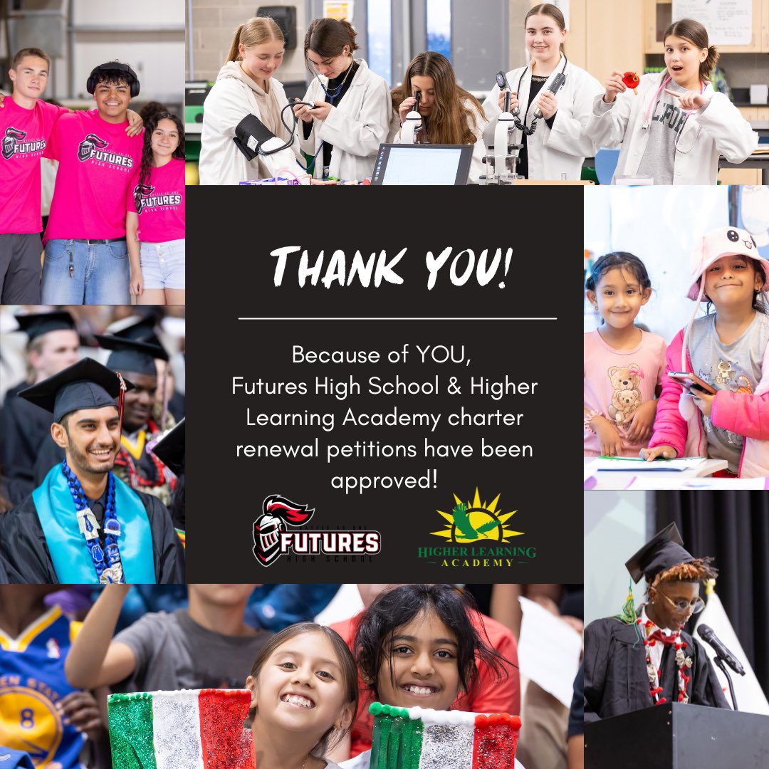 GCC_Charters's tweet image. Big news! We’re excited to share that the charter renewals for Futures High School and Higher Learning Academy have been officially approved! A huge thank you to our incredible community for making this possible!