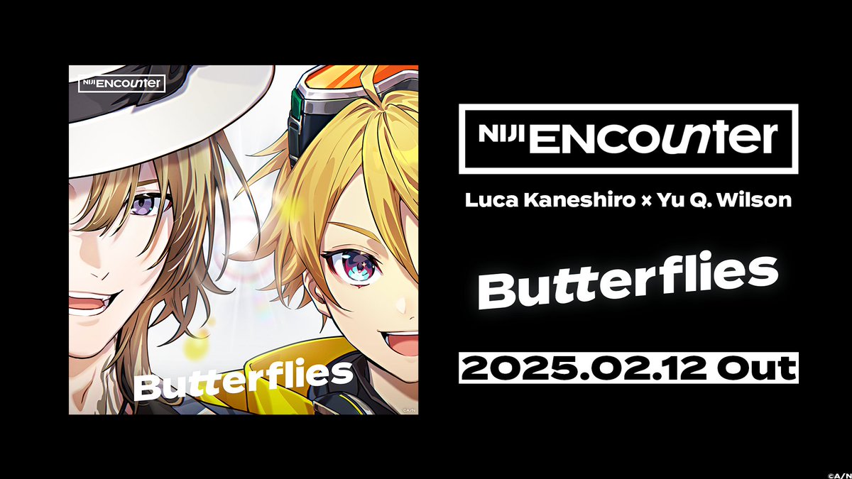 NIJISANJI_World's tweet photo. #NIJI_ENcounter 10th single “Butterflies” TEASER🎵

"Butterflies", by @luca_kaneshiro & @YuQWilson, is an energetic and uplifting track with powerful beats and good vibes!
Let the positive energy of this song take over and get ready to sing along!

Produced by MONJOE, a producer and songwriter for top artists, and named Japan's representative producer for "Rolling Stone Japan's Future 25" in 2024.
Co-written with the multi-talented K-pop hitmaker BB ELLIOT.

▼Teaser
https://t.co/y59bNjfkbl 

#NIJISANJI_EN