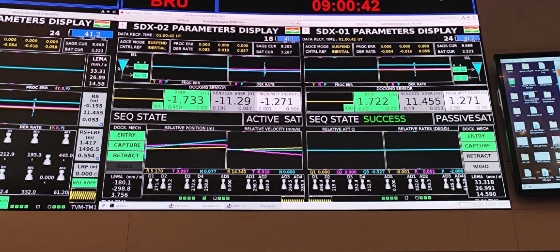 Rethik_D's tweet image. #Spadex Docking done !
.
.
.
.
SDX01 Docked with SDX02.
