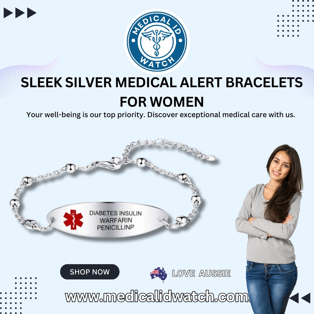 Medicalidwatch's tweet image. Stay confident and protected with our Sleek Silver Medical Alert Bracelets, thoughtfully designed for women who value both fashion and functionality.

medicalidwatch.com.au/product/sleek-…

Shop now at medicalidwatch.com.au

#medicalidwatch #HealthAndSafety  #FashionAndFunction