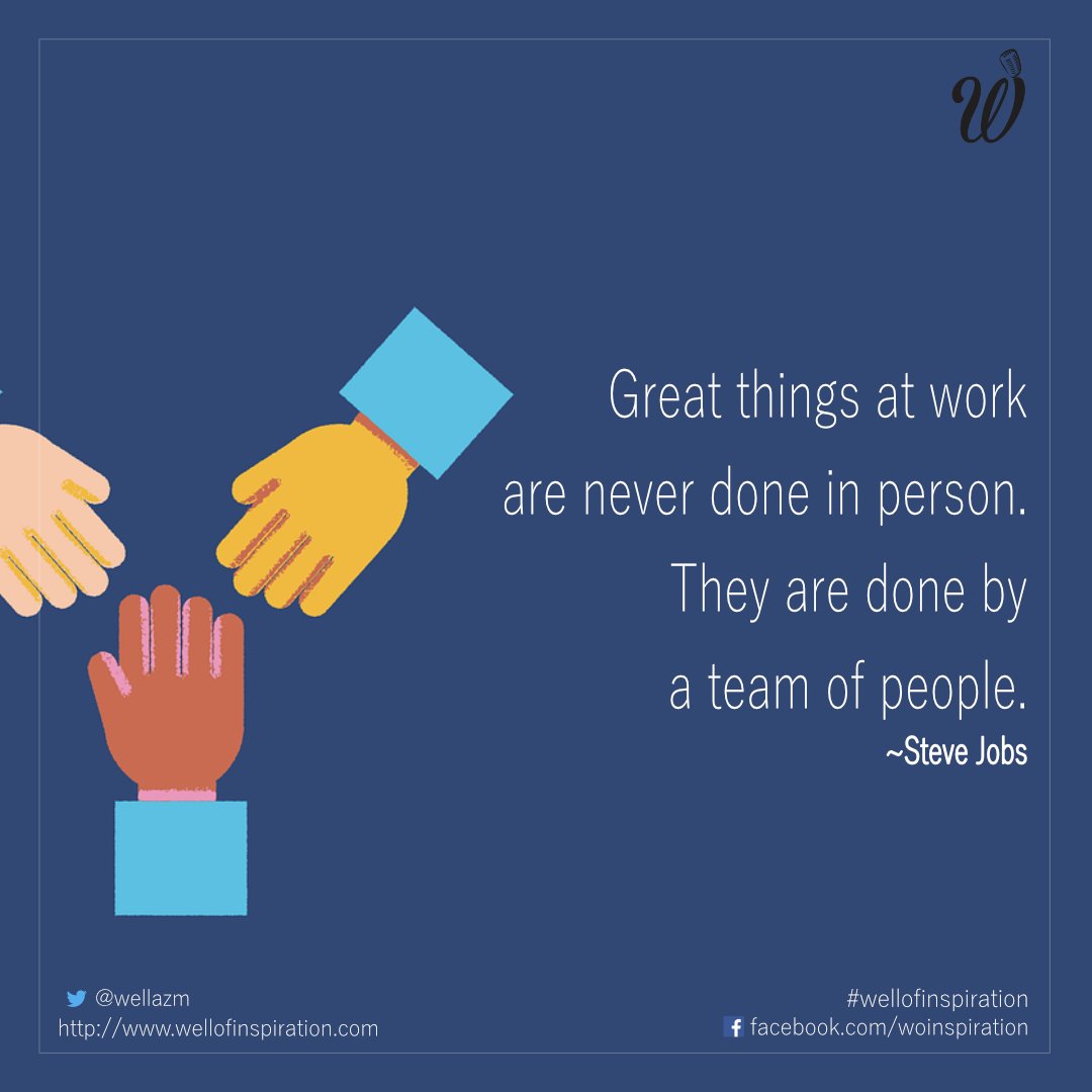 WellazM's tweet photo. Great things at work are never done in person. They are done by a team of people.
~Steve Jobs
https://t.co/6Gej61wX2c
#Team #ThoughtForTheDay #WordstoPonder #QOTD #Inspiration #Motivation #SuccessTRAIN #TheCradleofLife #PureSeychelles #WellofInspiration https://t.co/pycb5ZqdPM