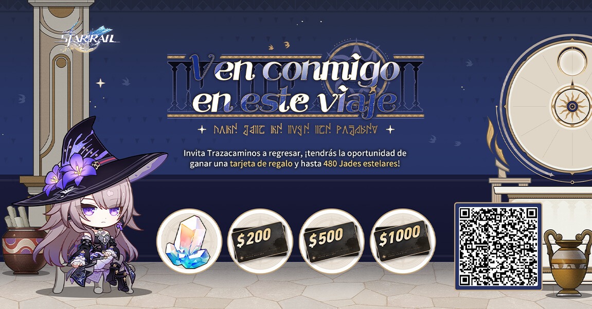 IncomparableVz's tweet image. Invita a otros Trazacaminos a vincular tu código de invitación e iniciar sesión en el juego para poder ganar Jade estelar, una tarjeta de regalo y más recompensas sorpresa.