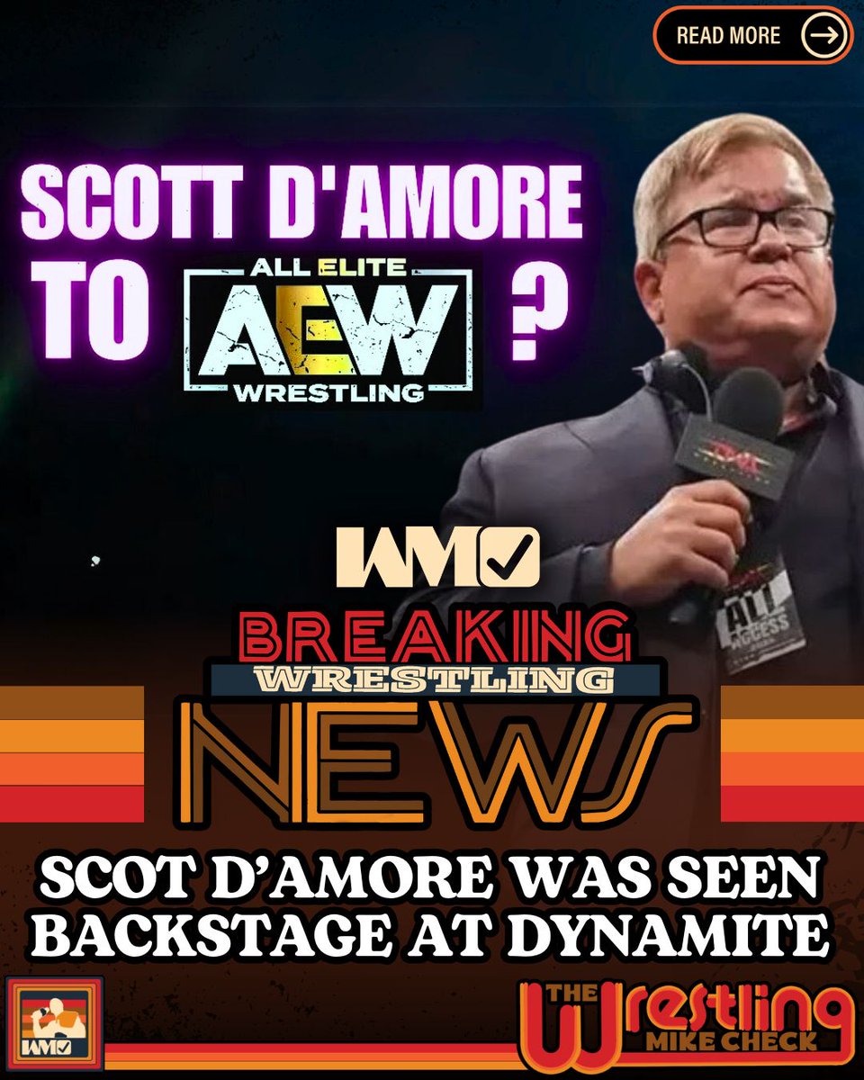 WrestlingMCheck's tweet photo. According to PWInsider, Scott D’Amore was backstage during this week’s AEW Dynamite tapings. While it’s unclear if he was simply visiting or if a potential collaboration is brewing, fans are speculating about the possibilities.
#ScottDAmore #AEW #ImpactWrestling #AEWDynamite https://t.co/cVLctti8ar