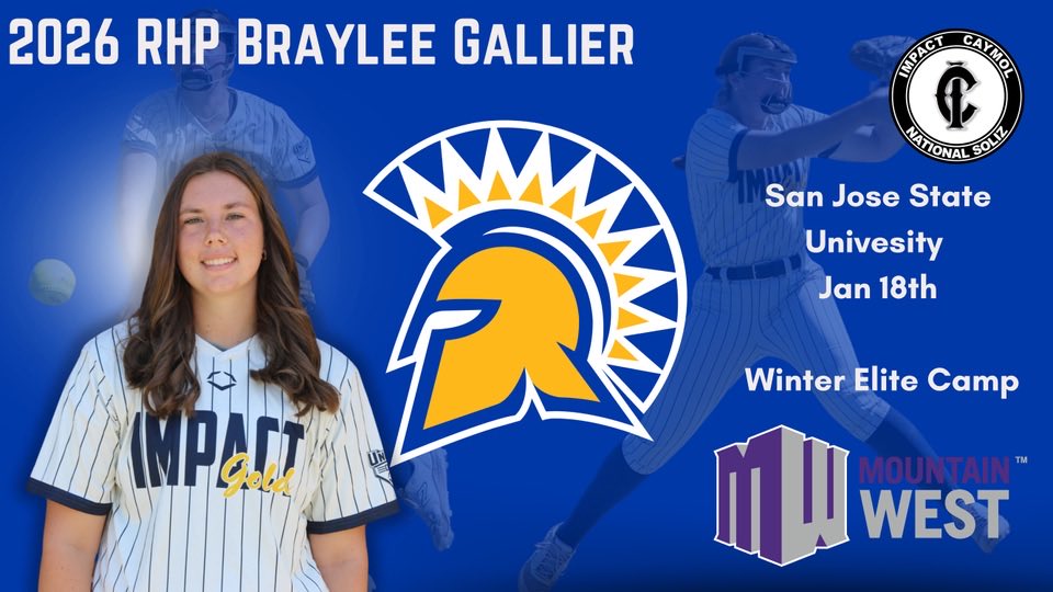 Braylee (@brayleegallier) on Twitter photo Excited to hit the field this Saturday at the San Jose softball camp! Can’t wait to show off my skills and learn more from head Coach Lohmann, Coach Gilmore, and coach Moore!
<a href="/SanJoseStateSB/">San José State Softball</a> <a href="/CoachAaronMoore/">Aaron M. Moore</a> <a href="/T_GILS33/">Taylor Gilmore</a> @ICNTLSoliz16U Excited to hit the field this Saturday at the San Jose softball camp! Can’t wait to show off my skills and learn more from head Coach Lohmann, Coach Gilmore, and coach Moore!
<a href="/SanJoseStateSB/">San José State Softball</a> <a href="/CoachAaronMoore/">Aaron M. Moore</a> <a href="/T_GILS33/">Taylor Gilmore</a> @ICNTLSoliz16U