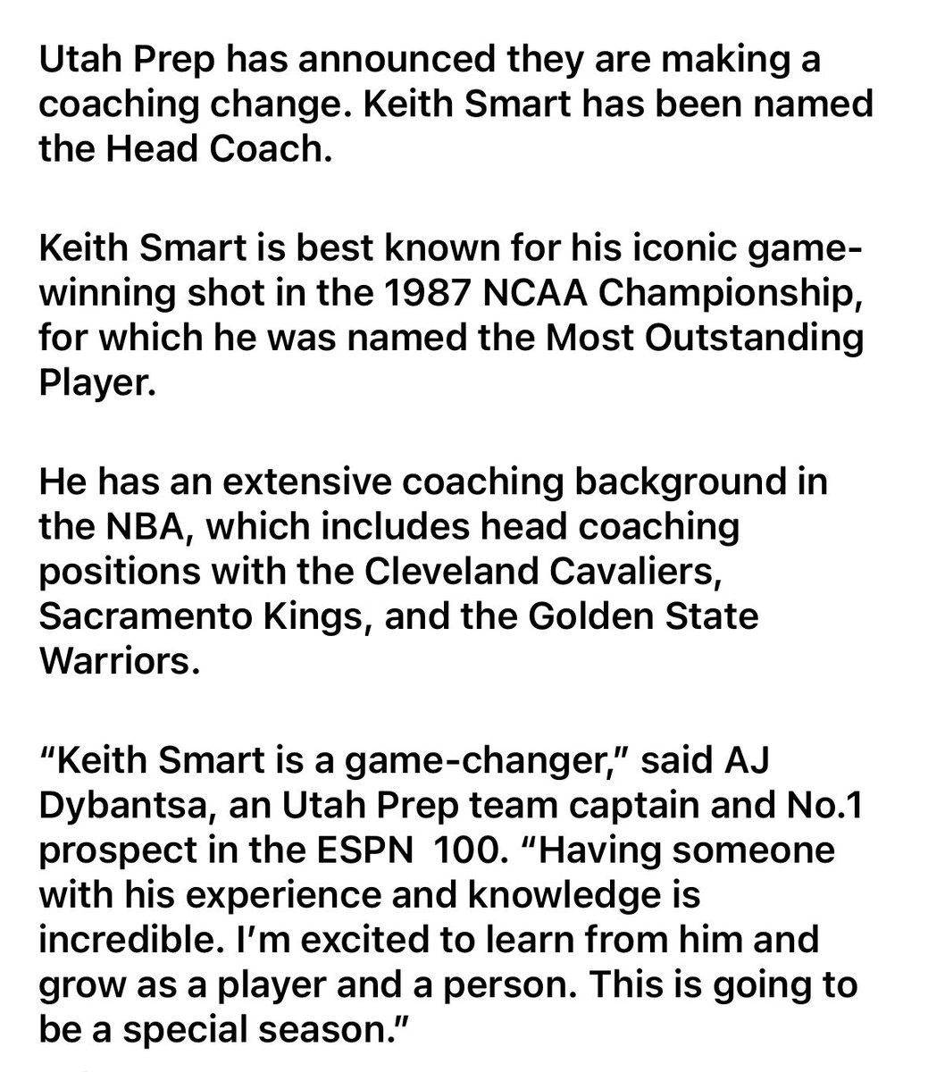Keith Smart (@coachsmarty23) on Twitter photo Had my first practice with the team today and was really impressed with how everyone performed! Thank you to all the players, parents and staff for making me feel so welcomed! Looking forward to tomorrow! <a href="/UtahPrepMBB/">Utah Prep Boys Basketball</a> Had my first practice with the team today and was really impressed with how everyone performed! Thank you to all the players, parents and staff for making me feel so welcomed! Looking forward to tomorrow! <a href="/UtahPrepMBB/">Utah Prep Boys Basketball</a>