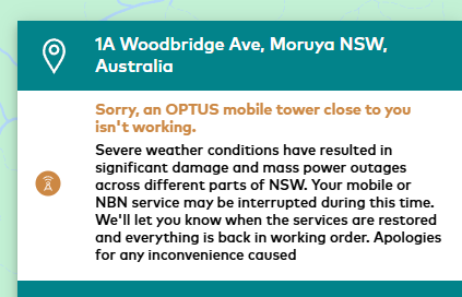 Meanwhile <a href="/Optus/">Optus</a> <a href="/optus_help/">Optus Help</a> straight up doesn't want to believe there's an issue with the towers nearby after the wave of storms we've had when someone that works in telco contacts them.. Oh look the next morning, they figured out there's an issue... love it!