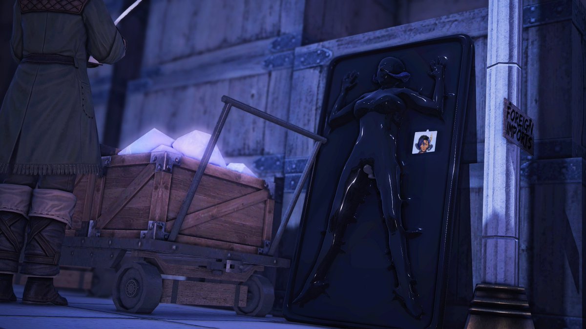 All sorts of cargo passes in through the ports at Sharlayan, ranging from items secured by Gleaners to those necessary for research. And with a bit of coin, just about anything may slip in to one of those categories~

#Au_ra #Xaela #Elezen #ffxivnsfw #ffxivlewd #GPOSERSNSFW