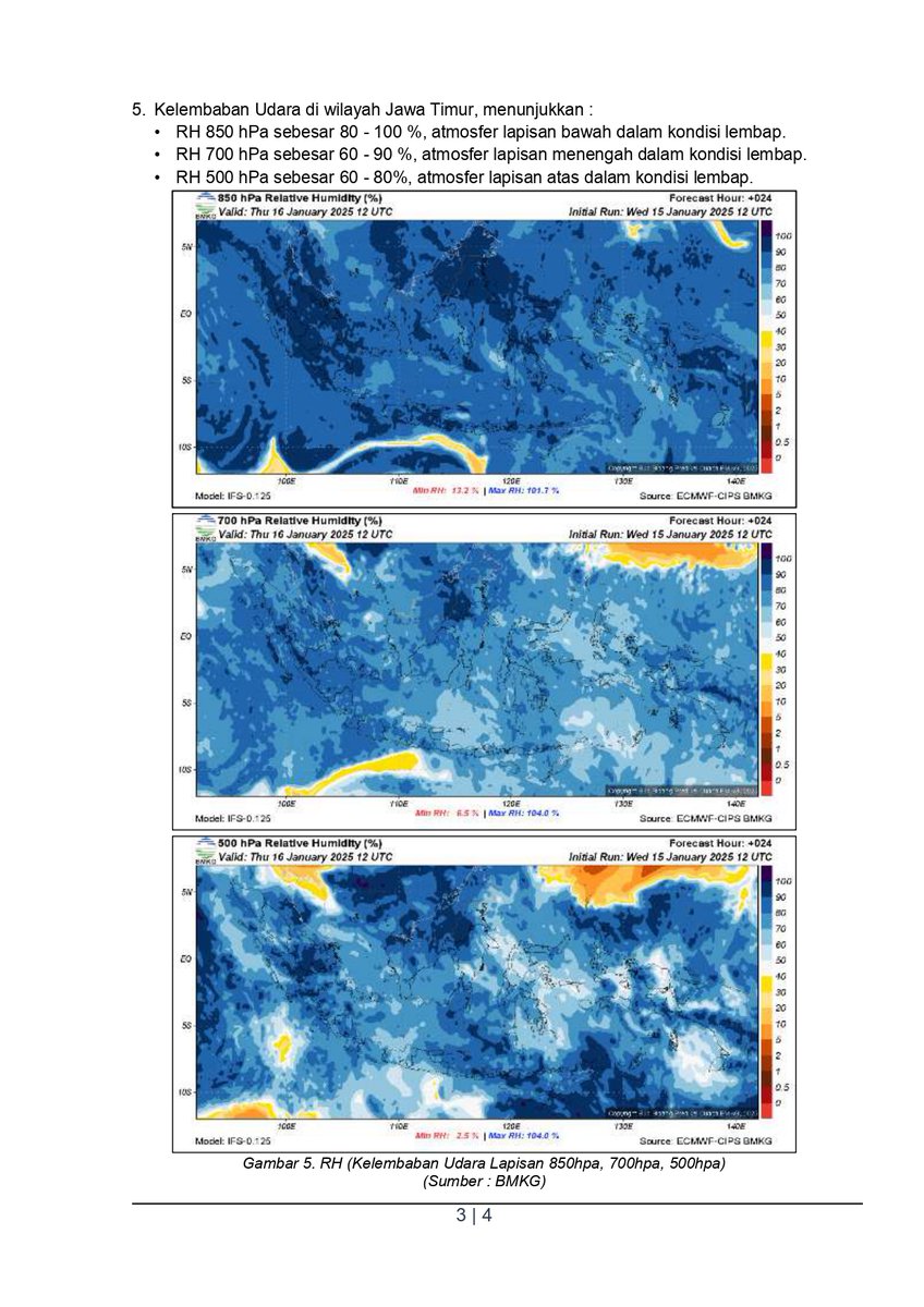 Selamat sore,
Berikut kami sampaikan press release kewaspadaan cuaca ekstrem wilayah Jawa Timur periode 17 - 26 Januari 2025 🙏🏻