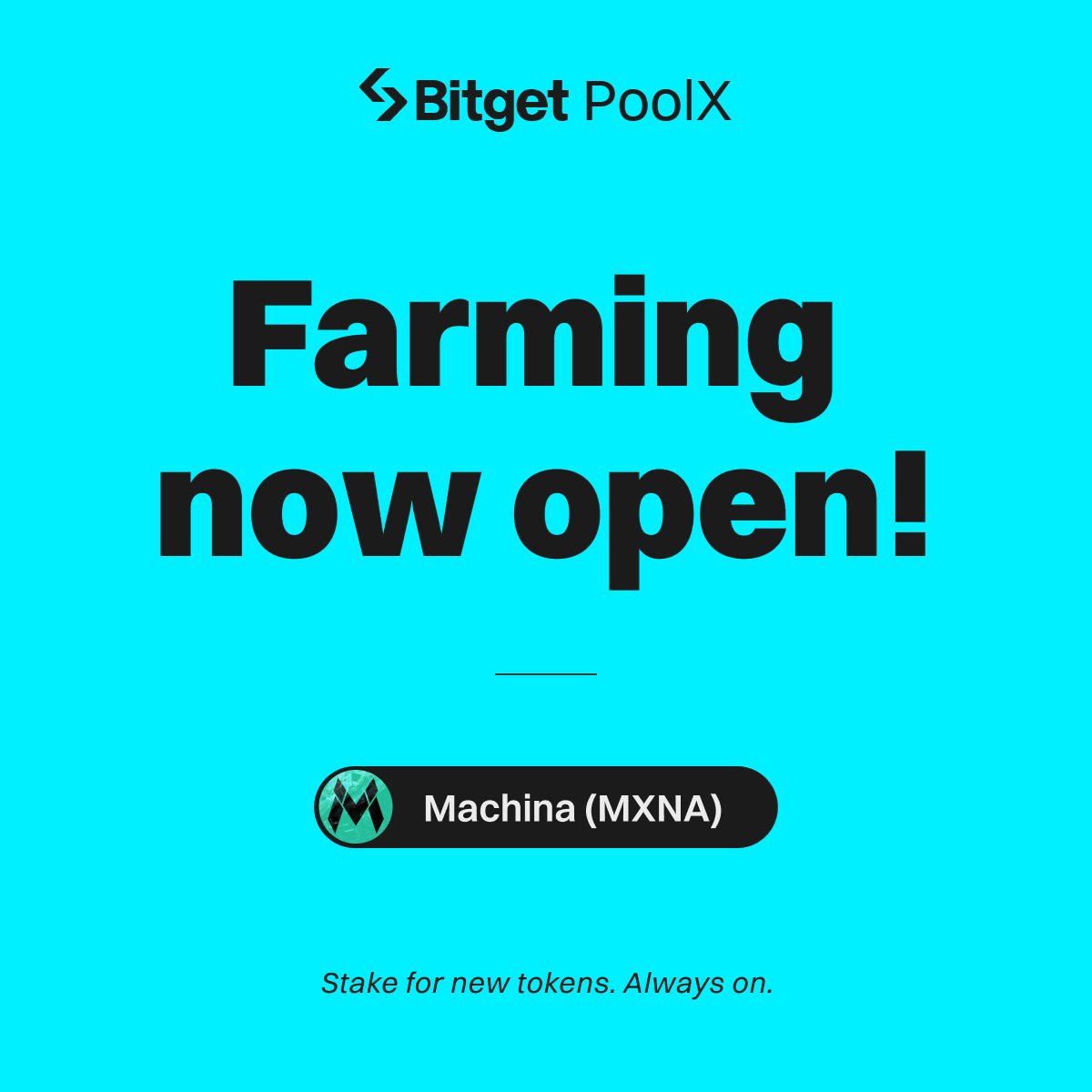 Farming is now open for $MXNA on #Bitget PoolX! 

⛏️ Lock $BTC to share 1,771,000 MXNA airdrop 
🔗 Join now: bitget.com/events/poolx/1… 

Social Giveaway: 285,714 MXNA up for grabs! 
✅ Follow @bitgetglobal <a href="/DarkMachineGame/">Machina</a> 
✅ RT with #MXNAlistBitget 
✅ Enter here: