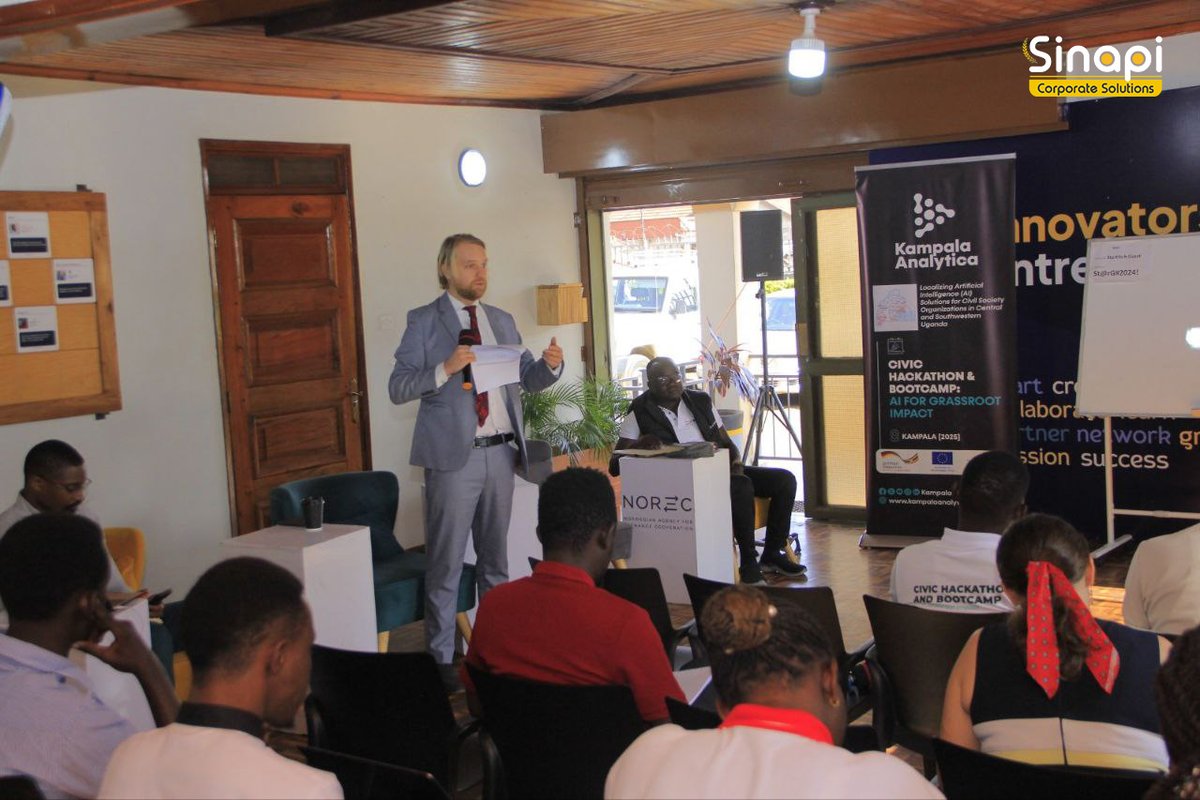 Sinapicorporate's tweet photo. We are excited to provide video conferencing &amp; live stream services for the Civic Hackathon &amp; Bootcamp on AI for Grassroots Impact!   

Special shoutout to @KLA_Analytica  &amp; @giz_uganda for their partnership! 

#AIForImpact #GrassrootsInnovation #Hackathon #Livestream https://t.co/dmboZ5WVJF