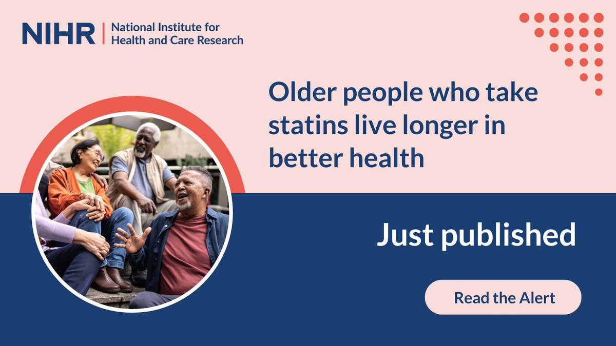 National Institute for Health and Care Research (@nihrresearch) on Twitter photo 💊 People over 70 who take statins live longer in good health than those who do not, regardless of whether they have cardiovascular disease.
✅ Both standard and high-intensity treatments are beneficial & cost-effective.
➡️ Read more: evidence.nihr.ac.uk/alert/older-pe…
<a href="/Oxford_NDPH/">Oxford Population Health (OxPop)</a> 💊 People over 70 who take statins live longer in good health than those who do not, regardless of whether they have cardiovascular disease.
✅ Both standard and high-intensity treatments are beneficial & cost-effective.
➡️ Read more: evidence.nihr.ac.uk/alert/older-pe…
<a href="/Oxford_NDPH/">Oxford Population Health (OxPop)</a>