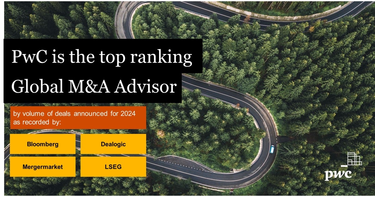 TrishkeatingUAE's tweet image. Congrats to PwC Deals is the Global #1 M&amp;amp;A Advisor by Volume for 2024! ranked by Mergermarket, LSEG, Bloomberg &amp;amp; Dealogic—retaining our top spot from 2023! 🎉   🌟 #PwCDeals #M&amp;amp;A