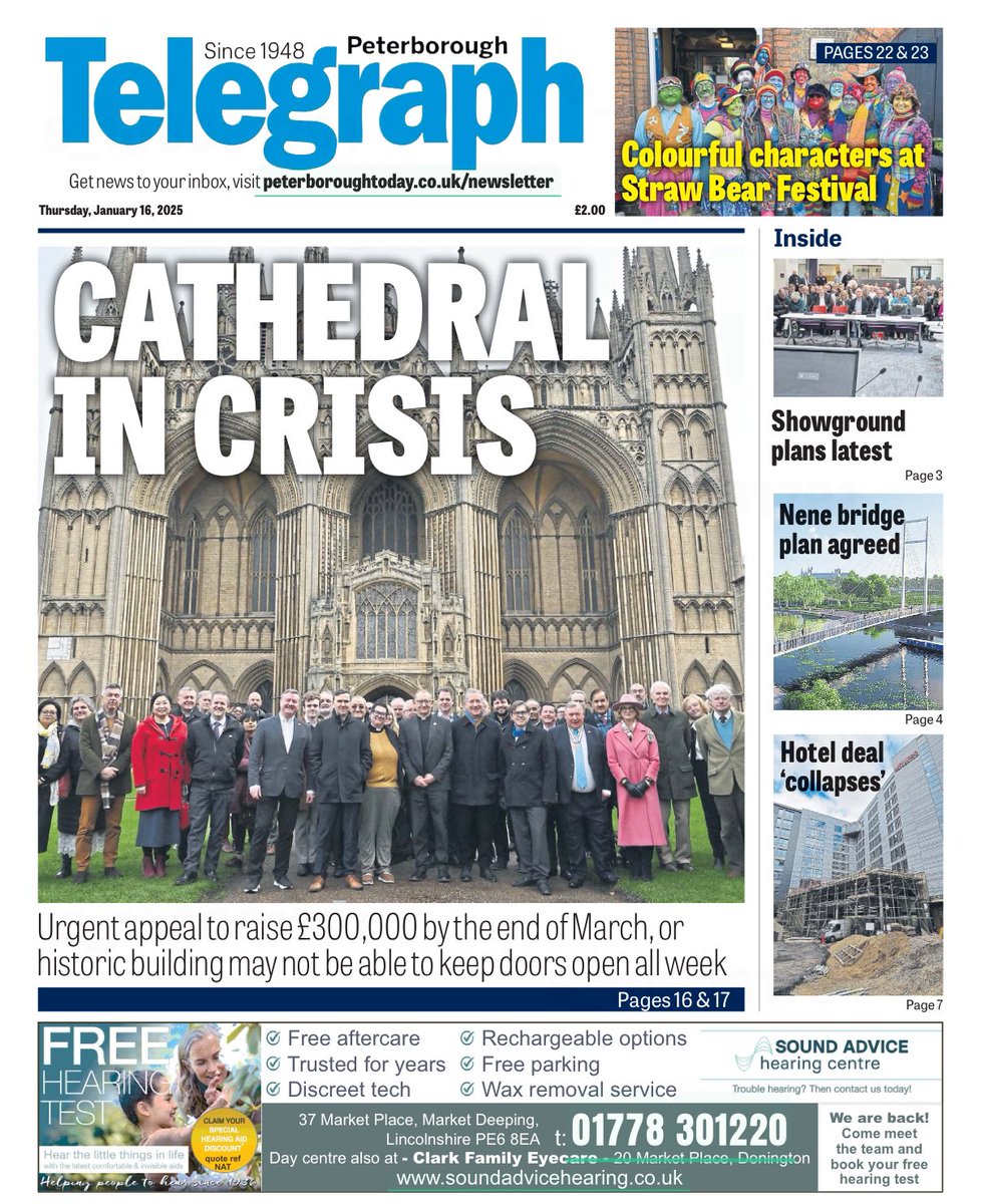 andrewpakes_'s tweet photo. A powerful front page of the @peterboroughtel today.

As a city we all stand with @pborocathedral and ready to help. https://t.co/1df8jdMDaD