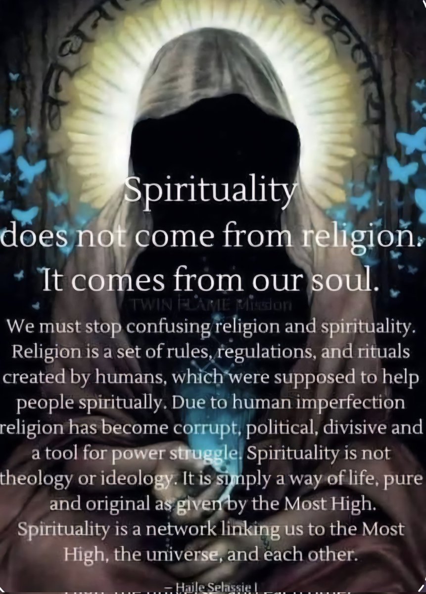 Spirituality does not come from religion: It comes from our soul. We must stop confusing religion and spirituality. Religion is a set of rules, regulations, and rituals created by humans, which were supposed to help people spiritually. Due to human imperfection religion has