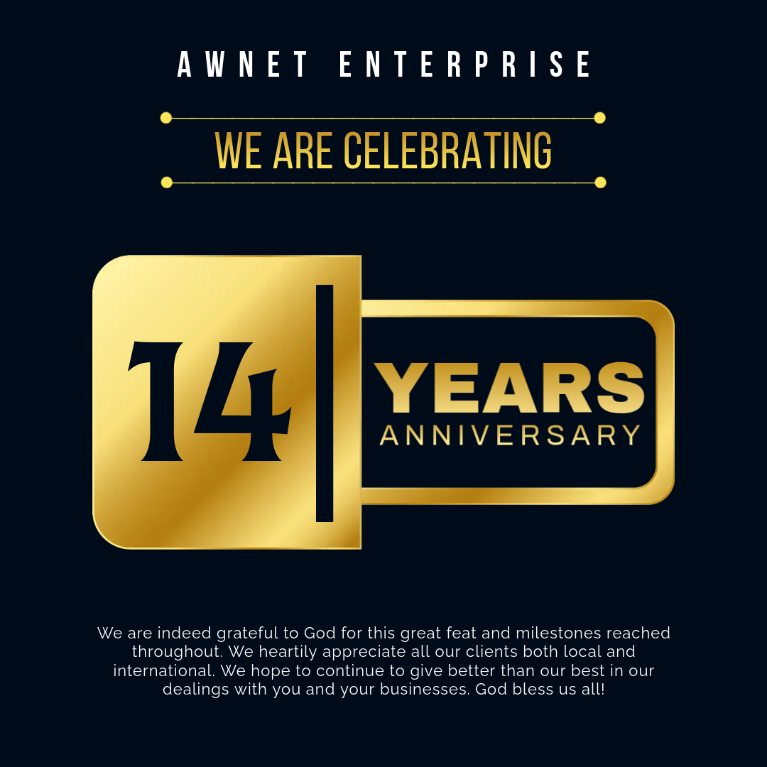 awnetenterprise's tweet photo. We are indeed grateful to God for this great feat and milestones reached throughout. We heartily appreciate all our clients both local and international. We hope to continue to give better than our best in our dealings with you and your businesses. God bless us all! https://t.co/1jVHOiriaE