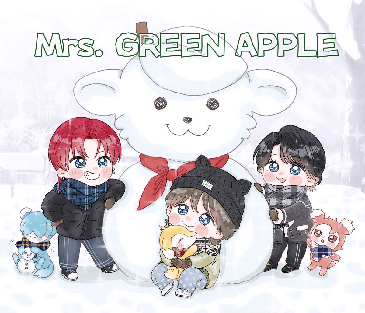 MrsGreenApple ミセス 大森 若井 藤澤 メメル メメル雪だるま⛄️ #MrsGREENAPPLE #大森元貴 #若井滉斗 #藤澤涼架