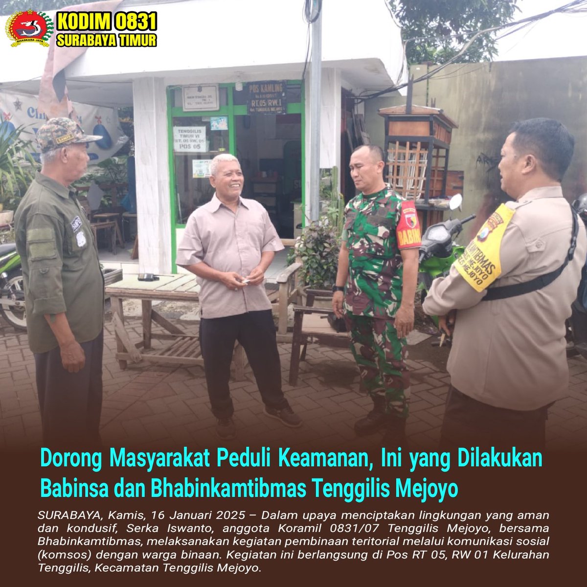 KodimTimur's tweet photo. Dorong Masyarakat Peduli Keamanan, Ini yang Dilakukan Babinsa dan Bhabinkamtibmas Tenggilis Mejoyo
https://t.co/QB1T6D1Ctw https://t.co/UeOG0xFjGp