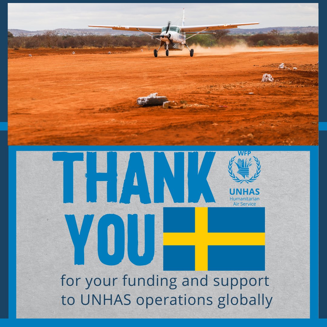 Shout out to Sweden 🇸🇪 on this #ThankYouThursday

Indeed, the recent contribution to #UNHAS operations globally increases our flexibility and sharpens our ability to respond in a timely manner when emergencies strike.