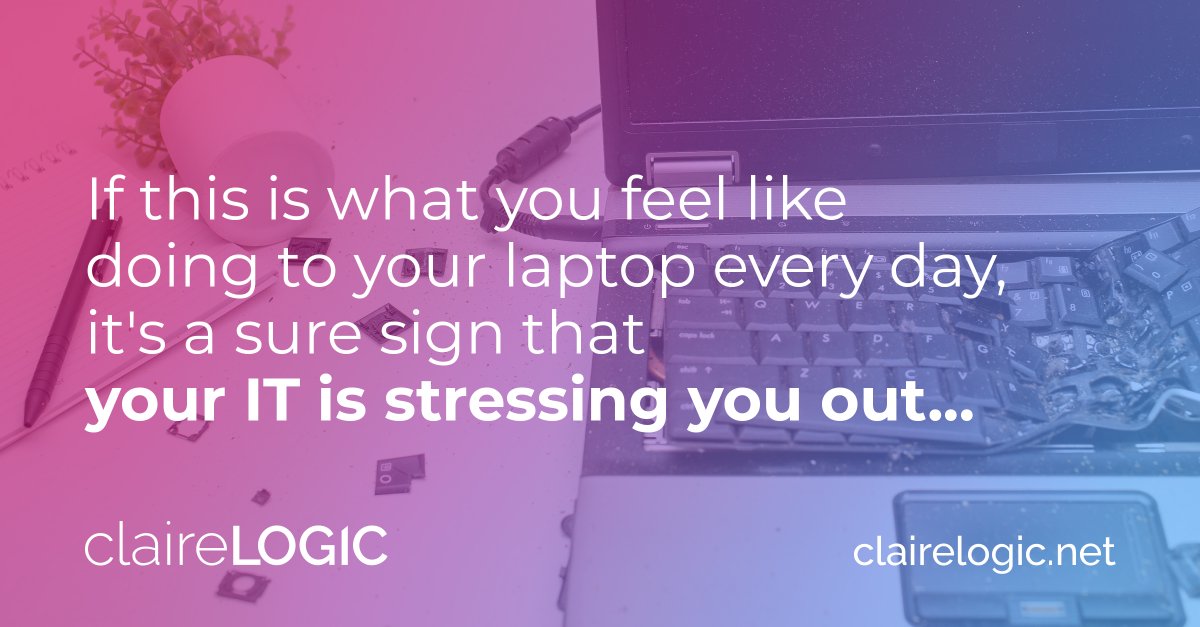 IT shouldn't be a source of stress.
At claireLOGIC, we create IT environments that run smoothly, avoiding downtime and disruptions so you can focus on what matters most: growing your business.

#SME #ITservices #managedservices #stress