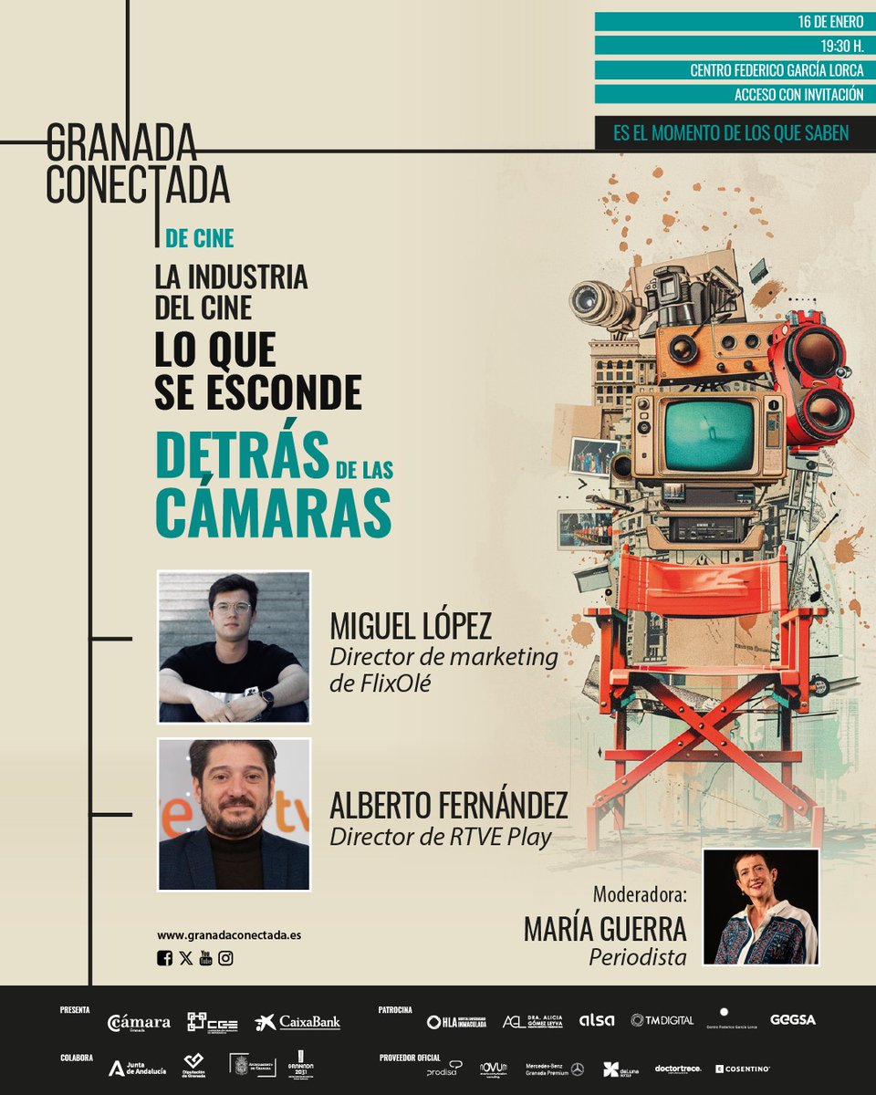 GranadaConect's tweet photo. 🎥 | ¡Las plataformas de contenido siguen marcando el futuro del cine en #GranadaConectada!

Esta tarde analizamos su impacto con:

��� Miguel López, Director de Marketing de @flixole
👥 Alberto Fernández, Director de @rtveplay https://t.co/JuZzi4IkBw