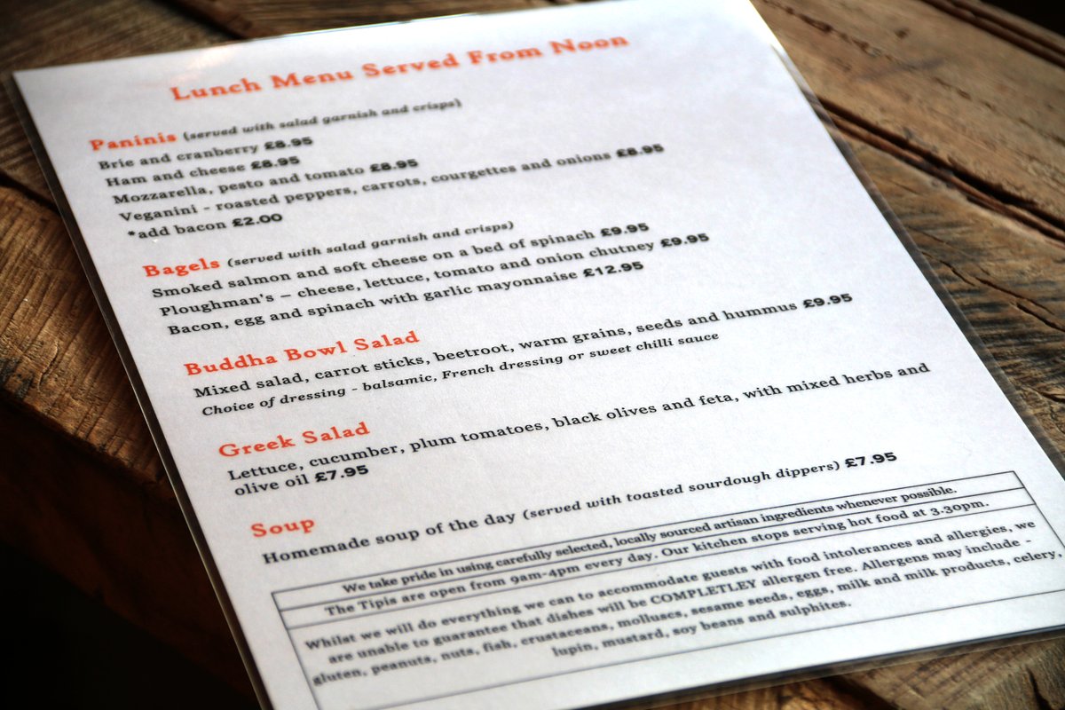 If like home made soup, #buddha bowls and our #paninis the lunch menu is available from noon. The breakfast menu is available all day.
#Menu #lunchmenu #breakfastmenu #tipimenu #homemadesoup